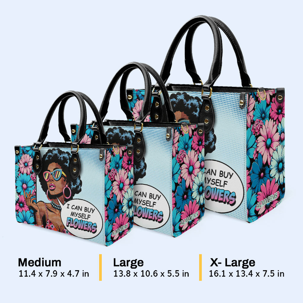 Je peux m'acheter des fleurs - Sac à main en cuir personnalisé - buyf01