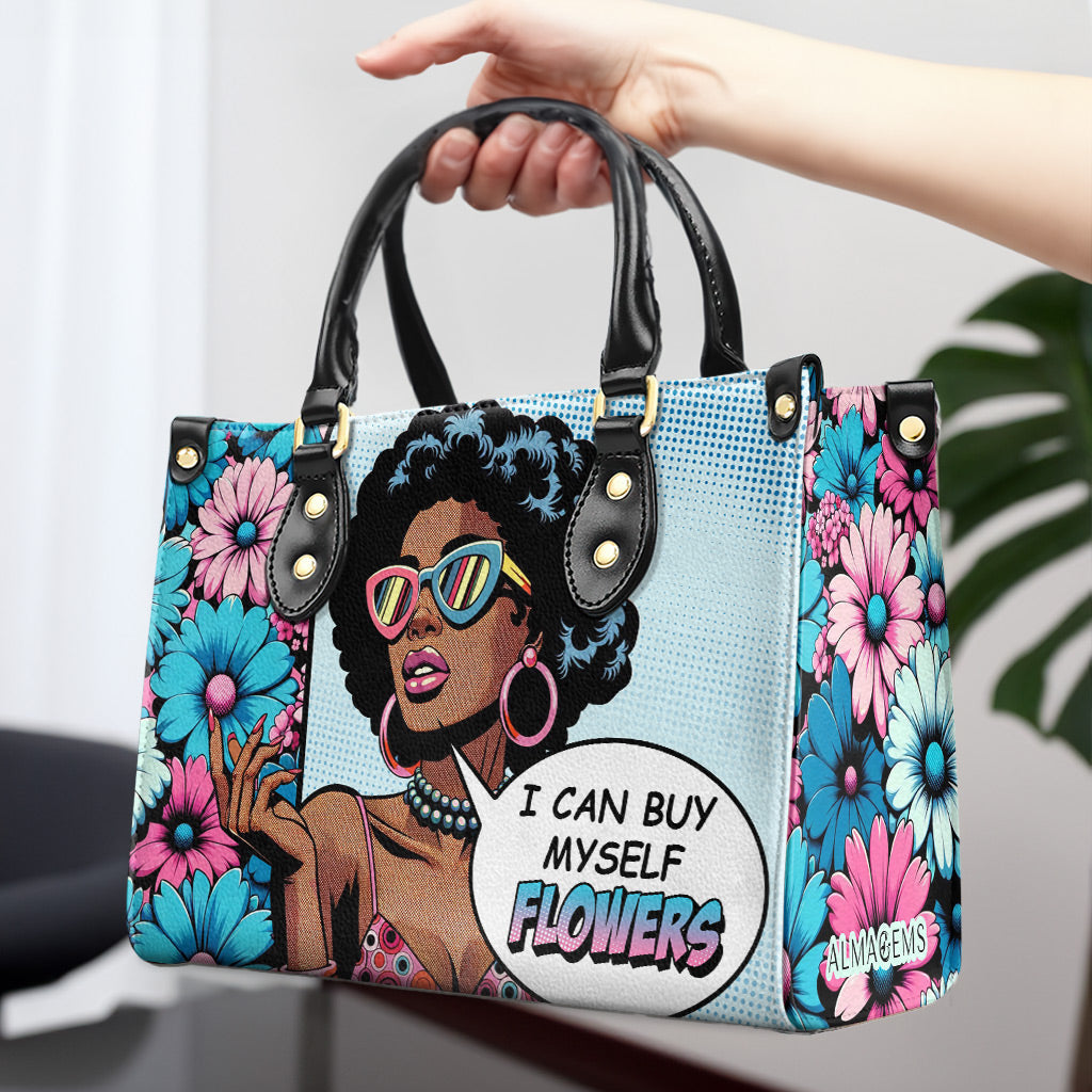 Je peux m'acheter des fleurs - Sac à main en cuir personnalisé - buyf01