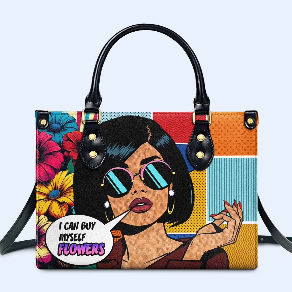 Je peux m'acheter des fleurs - Sac à main en cuir personnalisé - buyf05