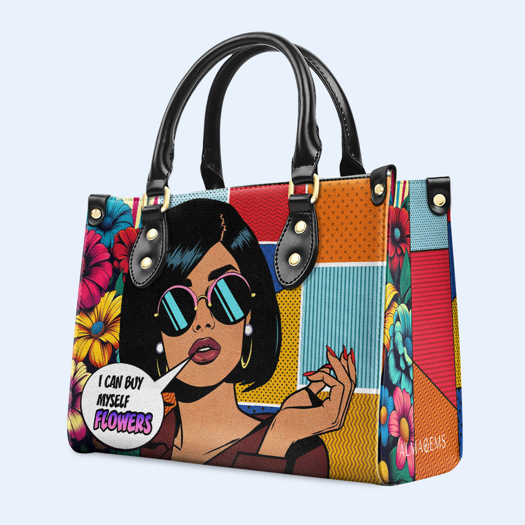 Je peux m'acheter des fleurs - Sac à main en cuir personnalisé - buyf05