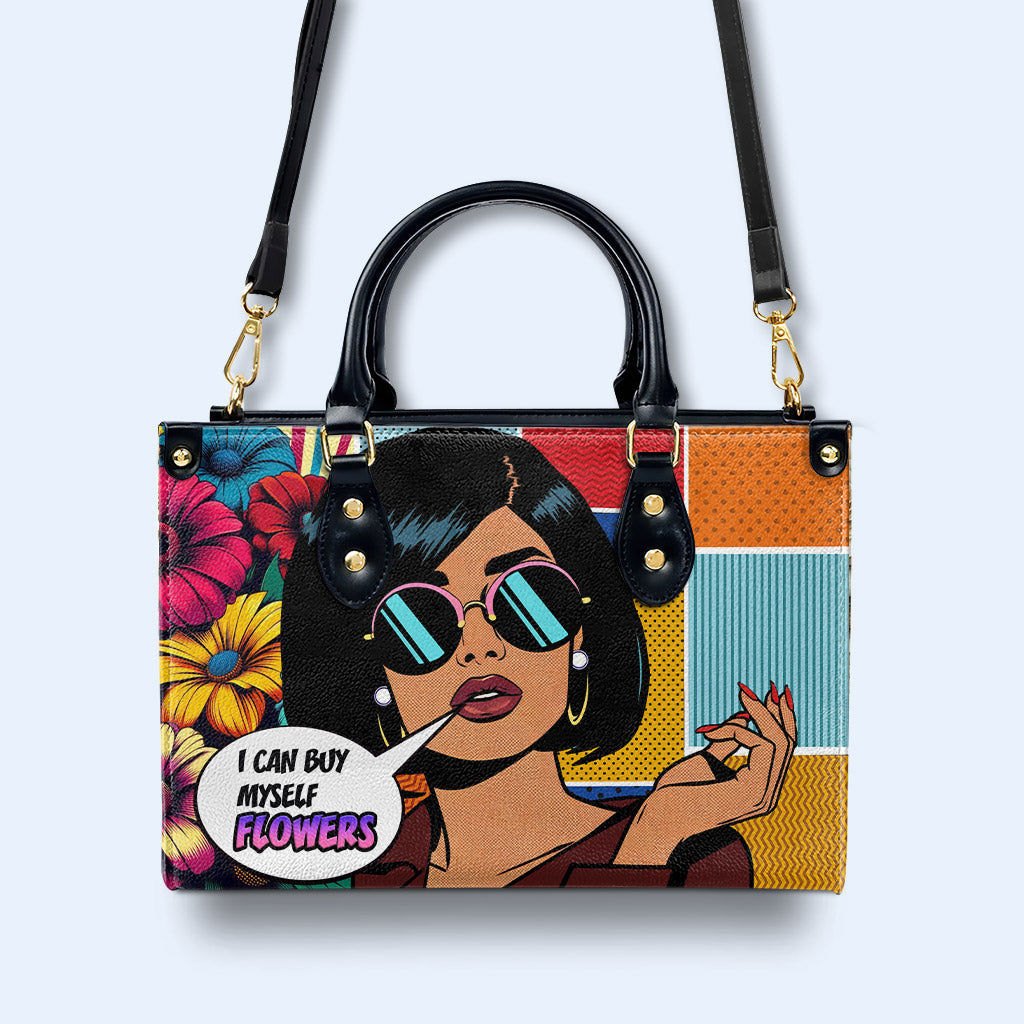 Je peux m'acheter des fleurs - Sac à main en cuir personnalisé - buyf05