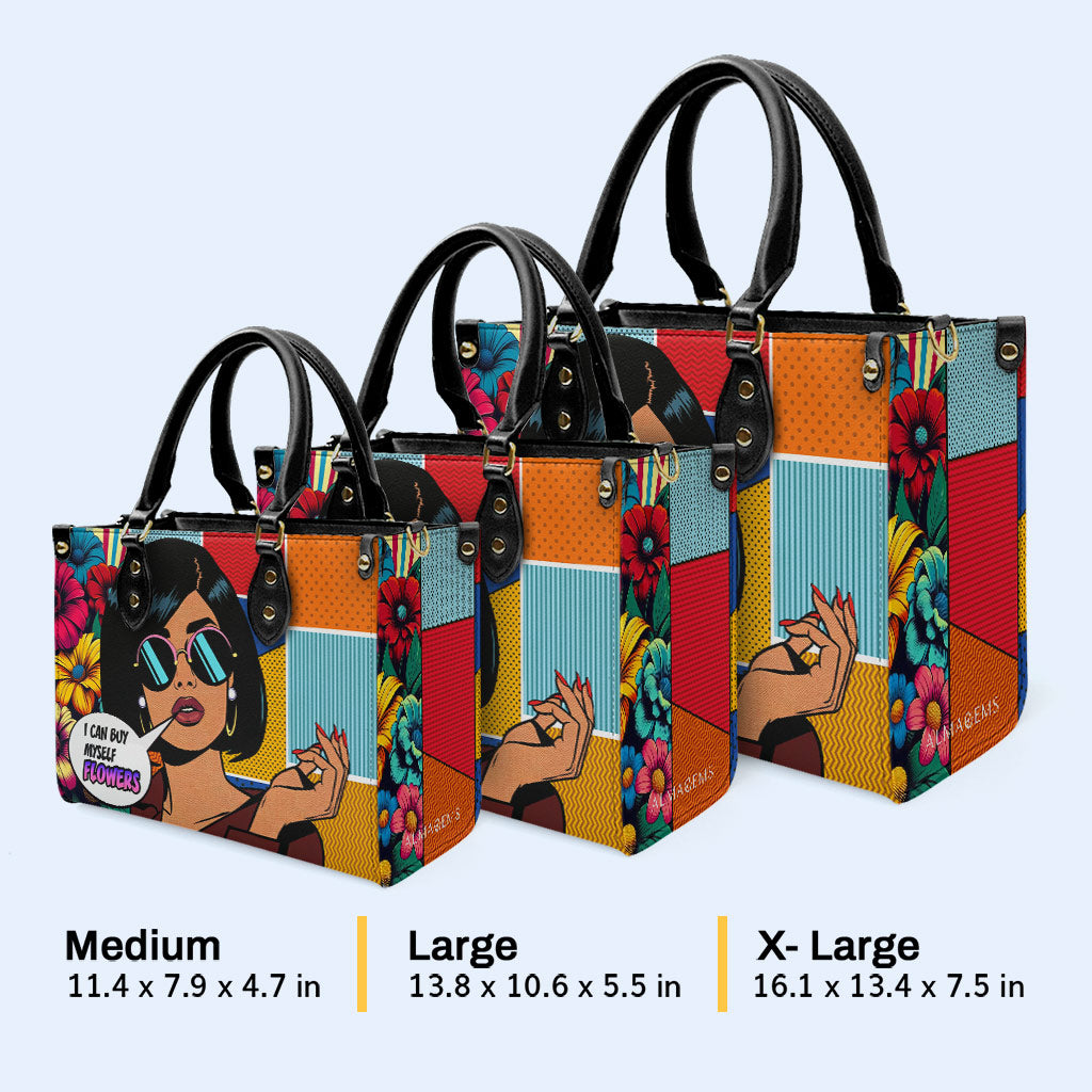 Je peux m'acheter des fleurs - Sac à main en cuir personnalisé - buyf05