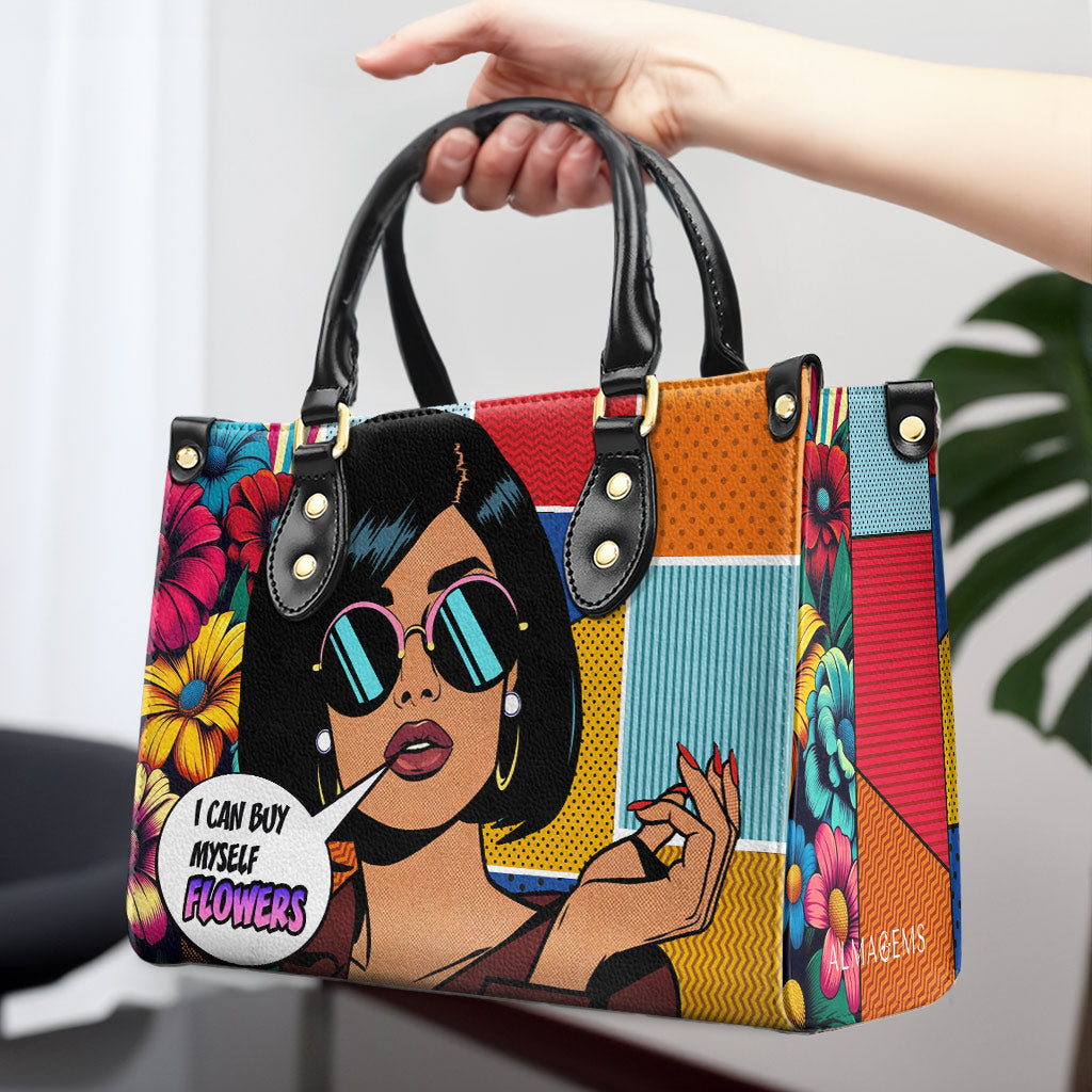 Je peux m'acheter des fleurs - Sac à main en cuir personnalisé - buyf05