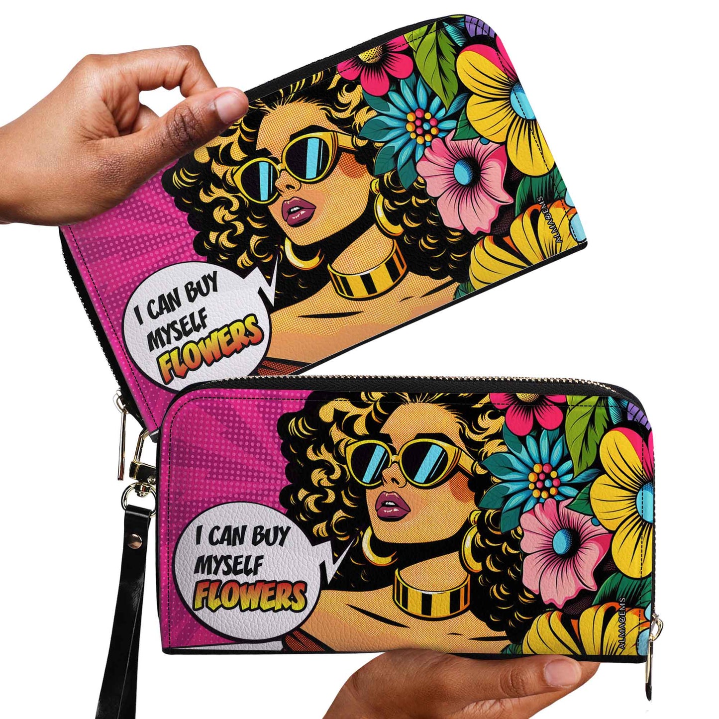 Portefeuille en cuir pour femme « Je peux m'acheter des fleurs » - buyf06WL