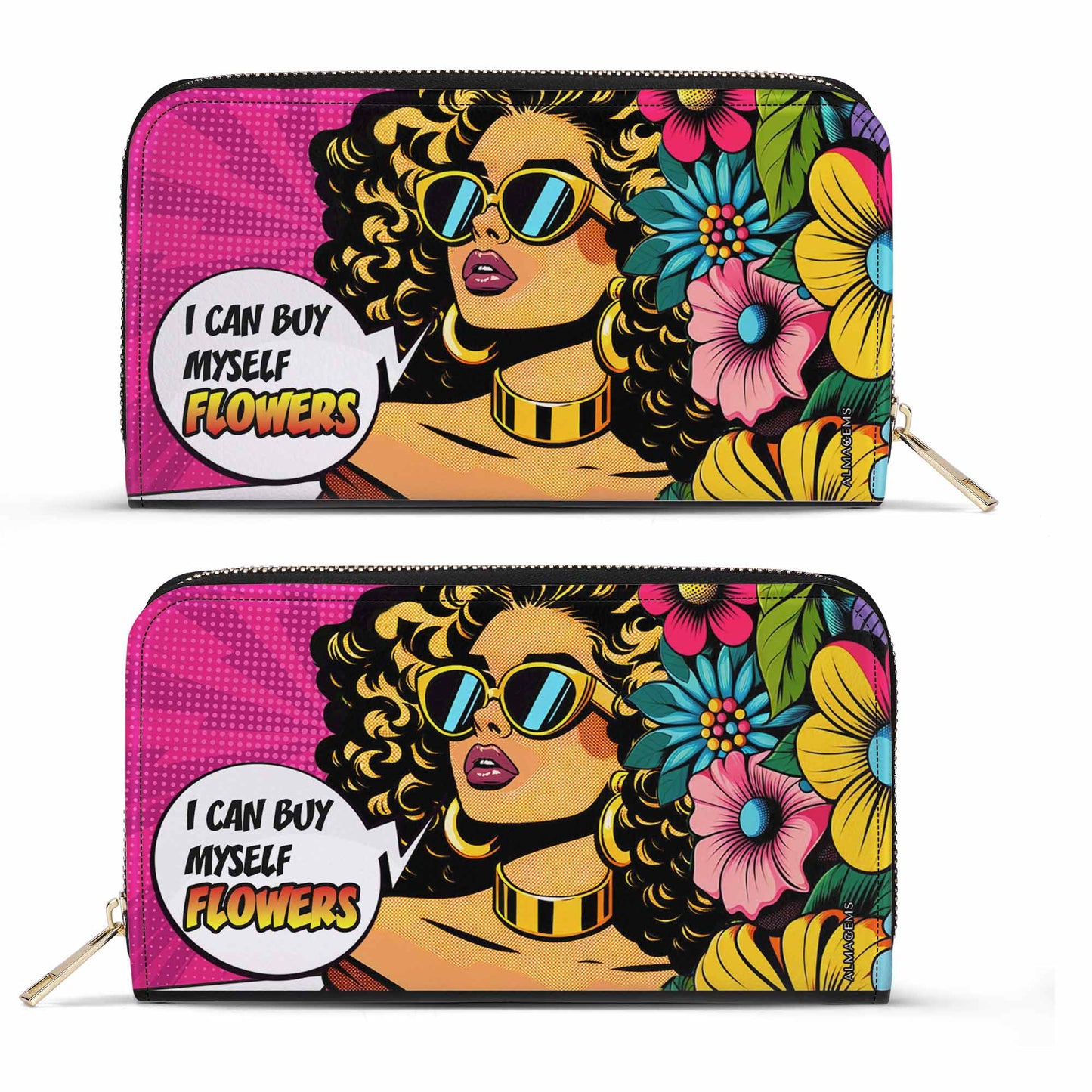 Portefeuille en cuir pour femme « Je peux m'acheter des fleurs » - buyf06WL