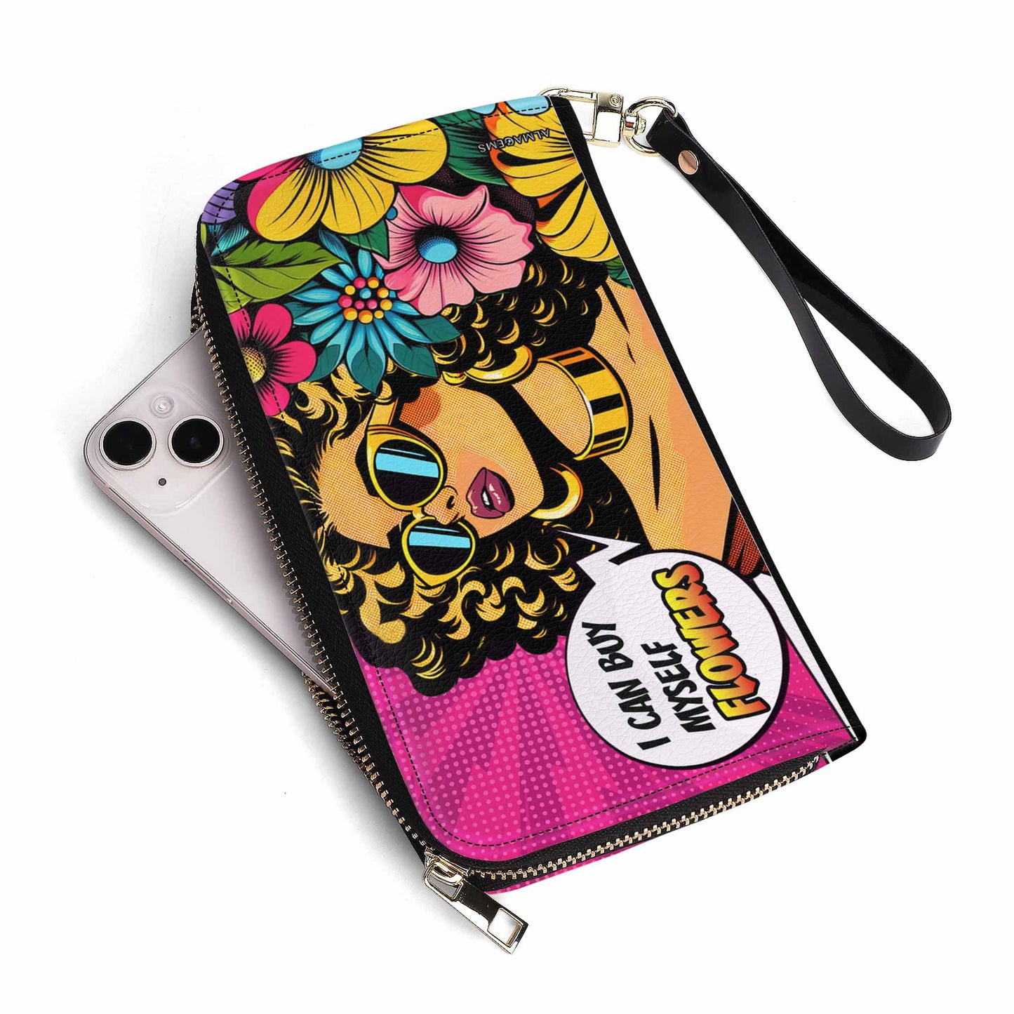 Portefeuille en cuir pour femme « Je peux m'acheter des fleurs » - buyf06WL