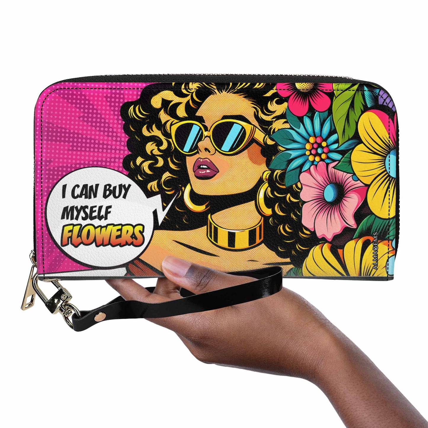 Portefeuille en cuir pour femme « Je peux m'acheter des fleurs » - buyf06WL