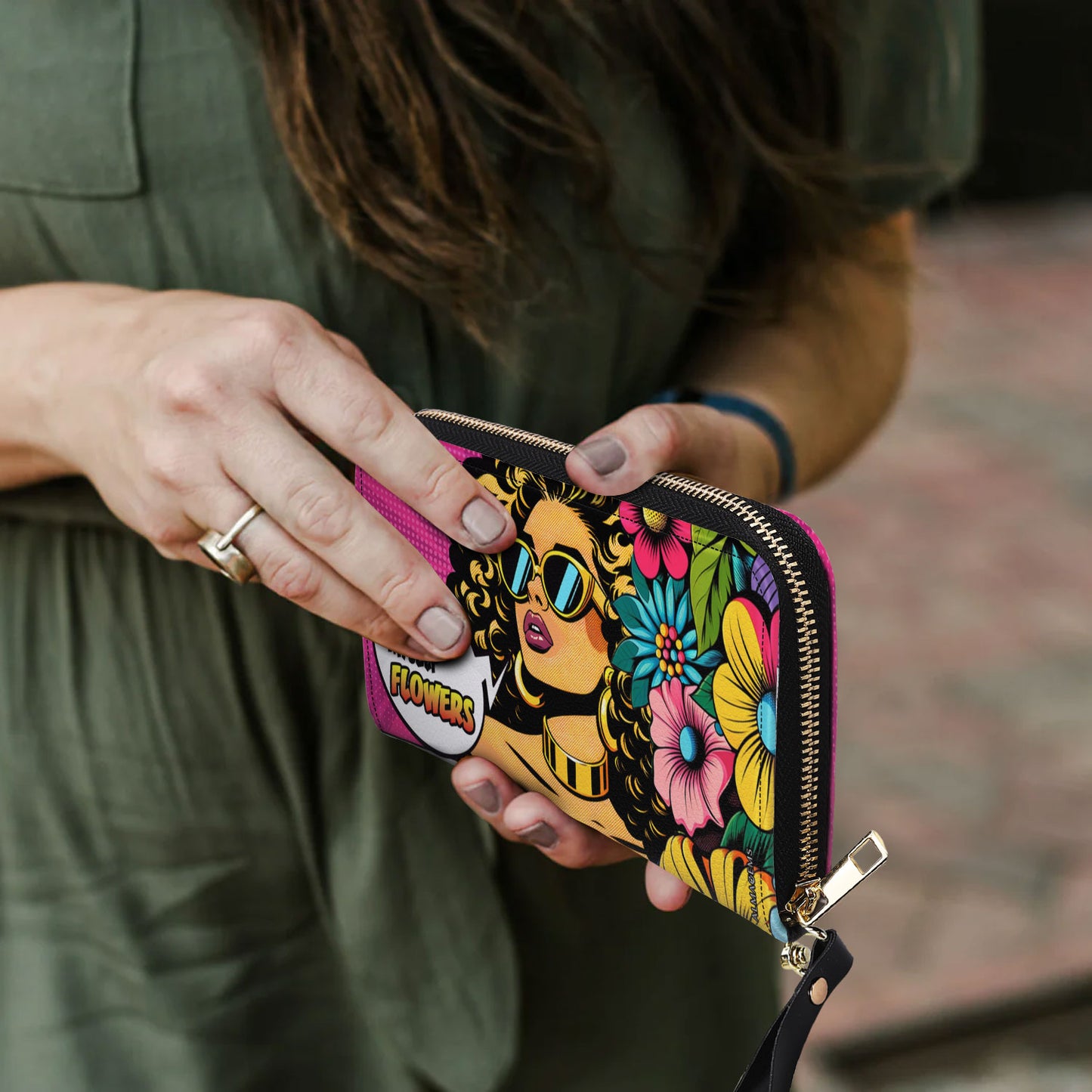 Portefeuille en cuir pour femme « Je peux m'acheter des fleurs » - buyf06WL