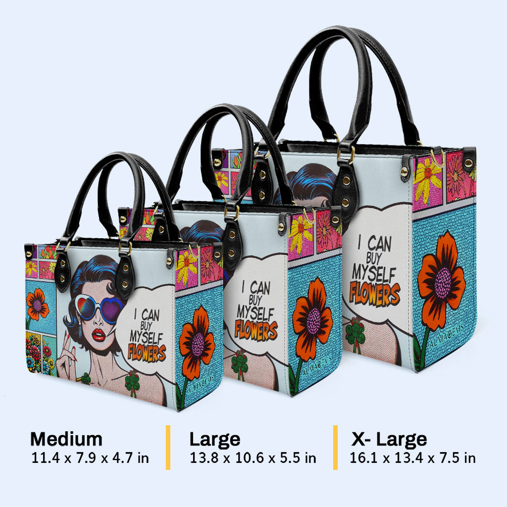 Je peux m'acheter des fleurs - Sac à main en cuir personnalisé - buyflowers02