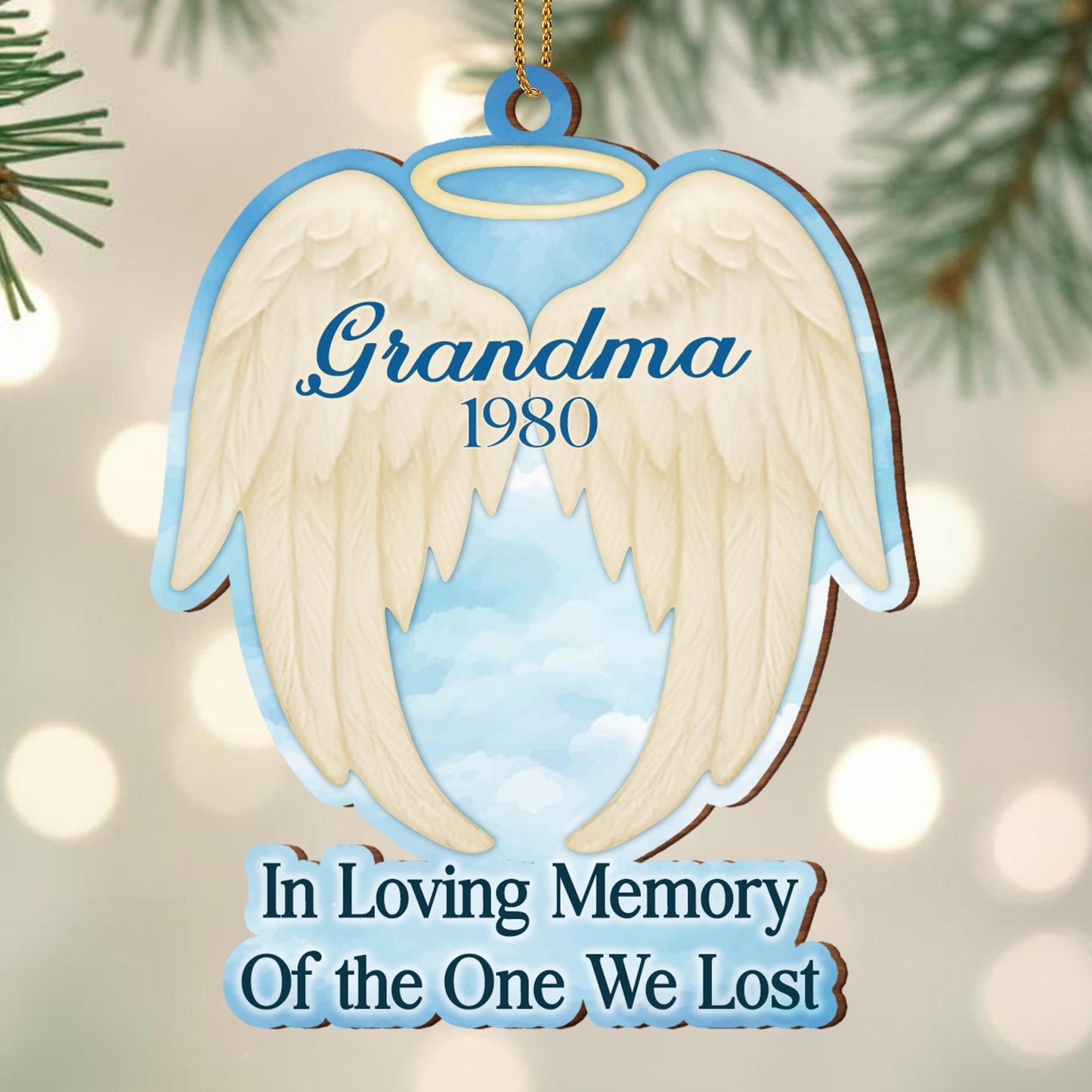 In Loving Memory Of Those We've Lost, Angel Wings - Personalized Custom Wood Ornament, Custom Shaped - HME255_WDO
