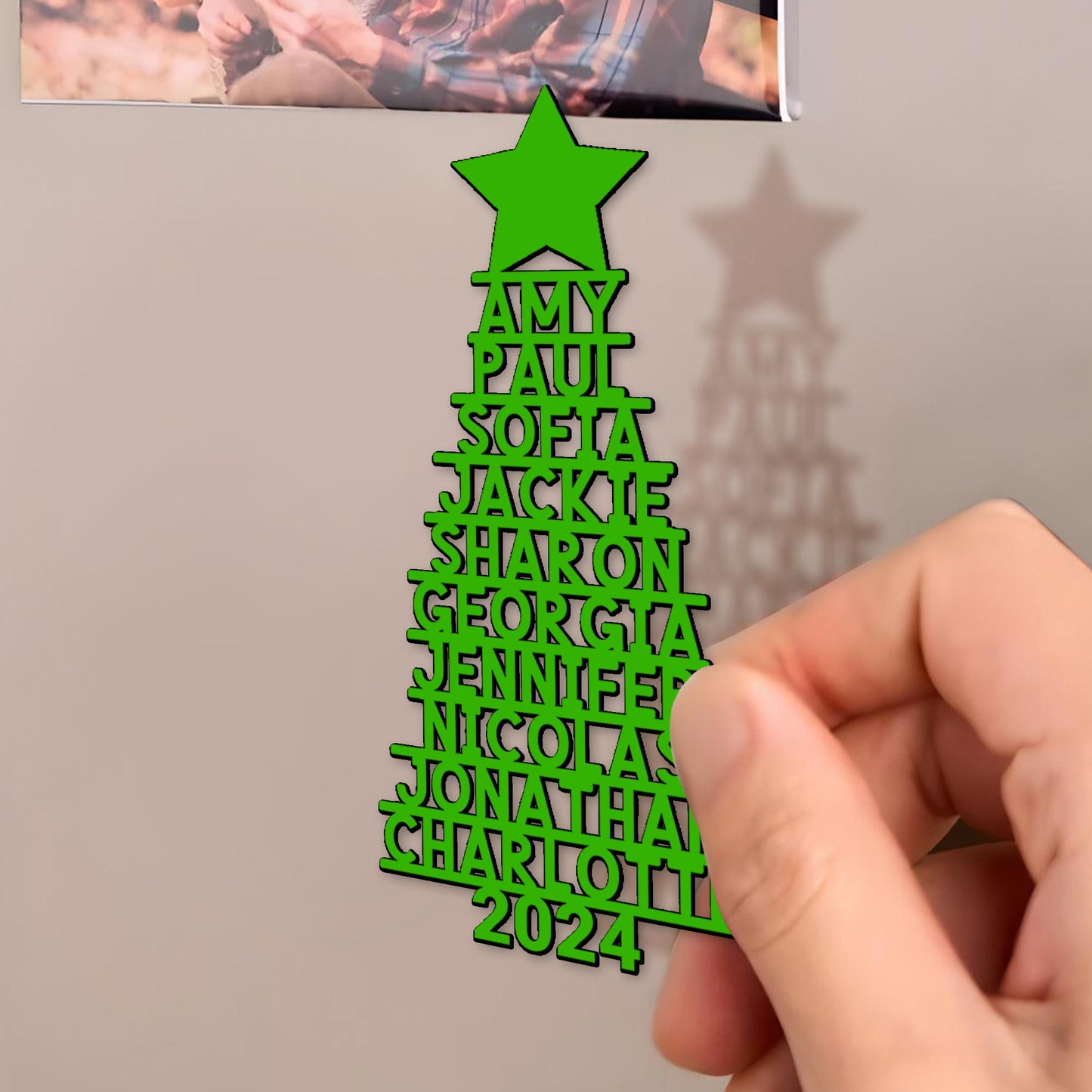 Aimant de sapin de Noël familial personnalisable - Aimant de réfrigérateur personnalisé - FAM093_MAGN