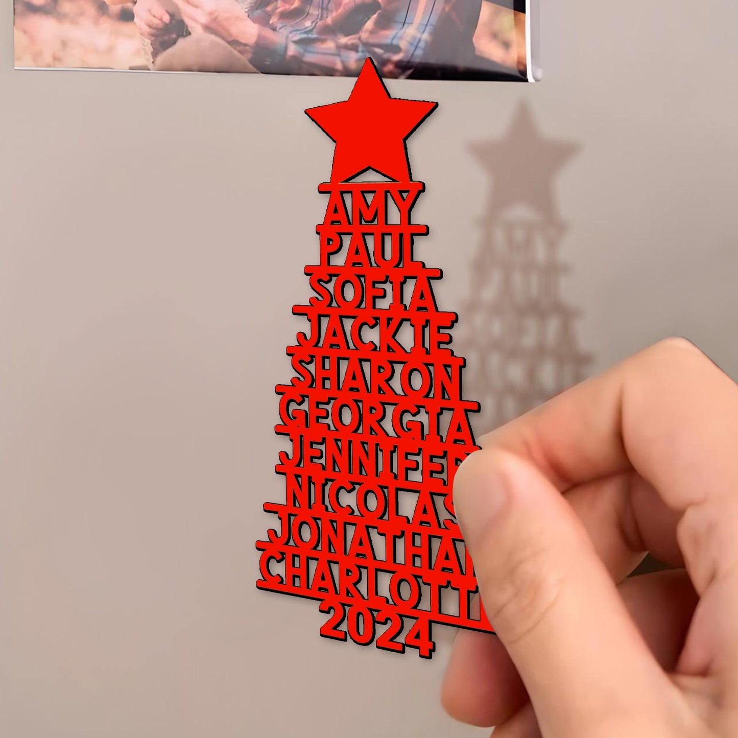 Aimant de sapin de Noël familial personnalisable - Aimant de réfrigérateur personnalisé - FAM093_MAGN