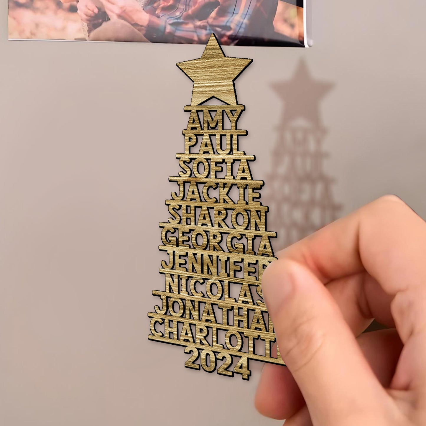 Aimant de sapin de Noël familial personnalisable - Aimant de réfrigérateur personnalisé - FAM093_MAGN