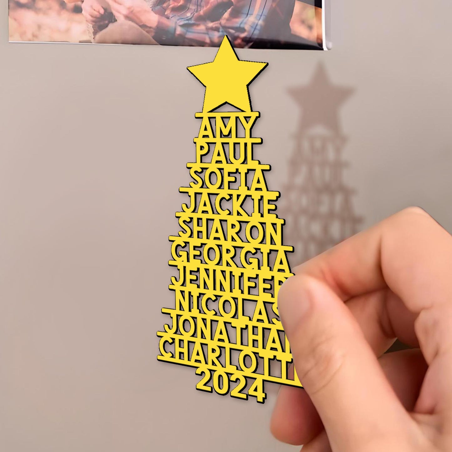 Aimant de sapin de Noël familial personnalisable - Aimant de réfrigérateur personnalisé - FAM093_MAGN