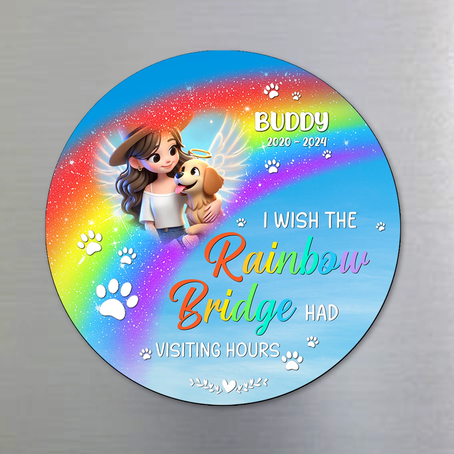 A Piece Of My Heart Is At The Rainbow Bridge Magnet - Personalized Custom Fridge Magnet - PME006_MAGN