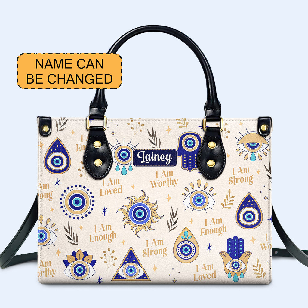I Am Strong - Evil Eye - Personalized Leather Handbag - e_eye_strong_1 ag37