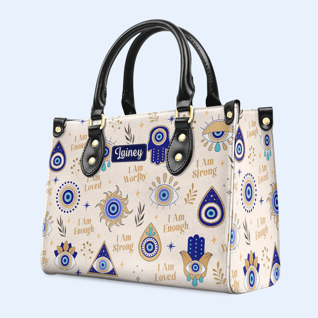 I Am Strong - Evil Eye - Personalized Leather Handbag - e_eye_strong_1 ag37