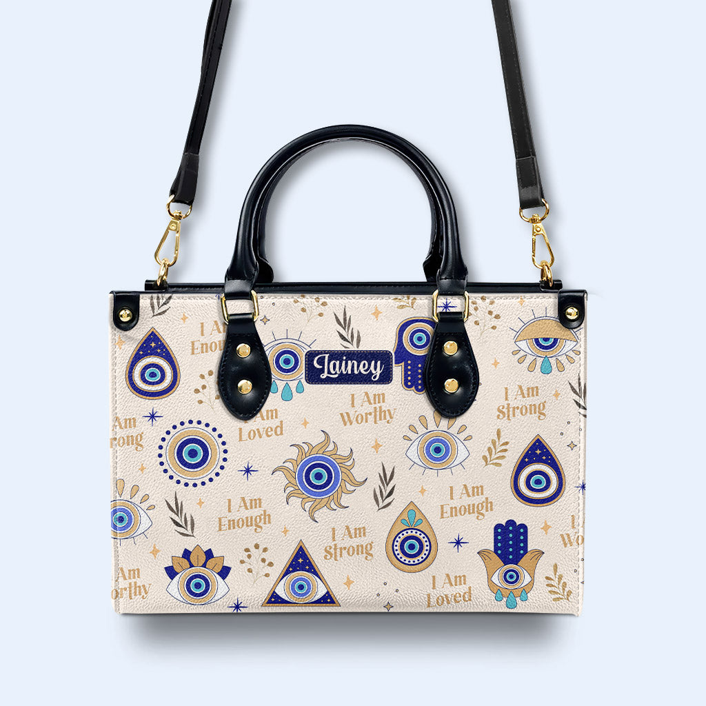 I Am Strong - Evil Eye - Personalized Leather Handbag - e_eye_strong_1 ag37
