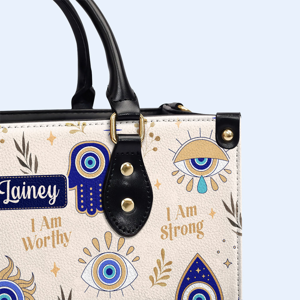 I Am Strong - Evil Eye - Personalized Leather Handbag - e_eye_strong_1 ag37