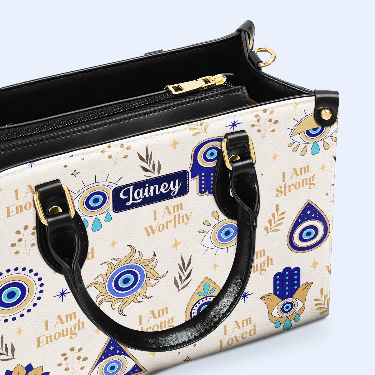 I Am Strong - Evil Eye - Personalized Leather Handbag - e_eye_strong_1 ag37