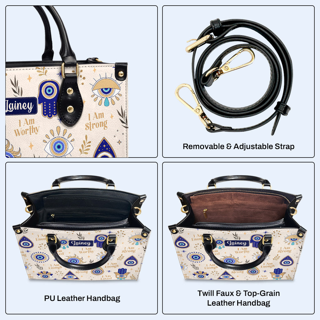I Am Strong - Evil Eye - Personalized Leather Handbag - e_eye_strong_1 ag37