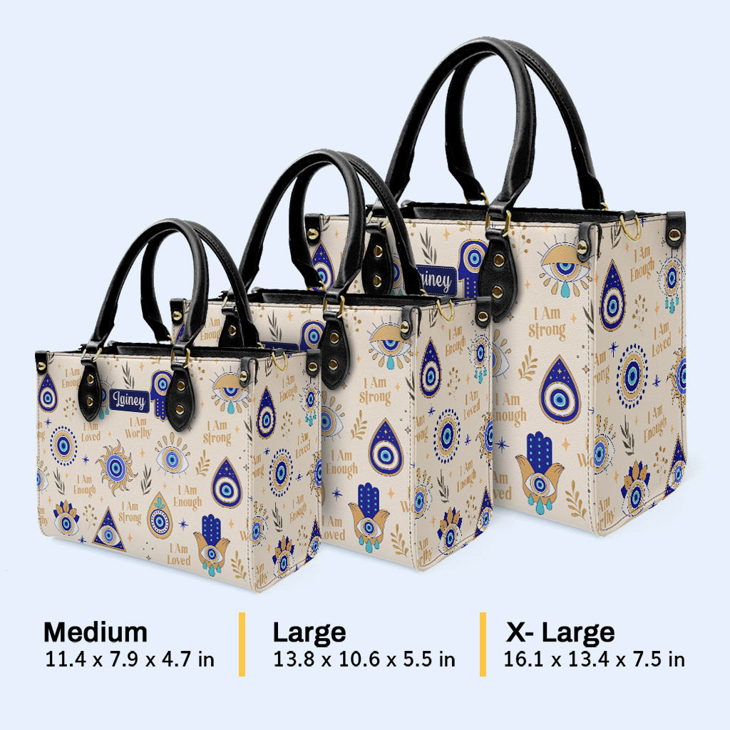 I Am Strong - Evil Eye - Personalized Leather Handbag - e_eye_strong_1 ag37