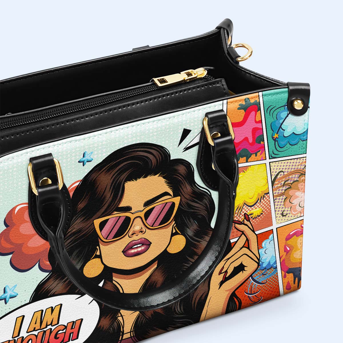 Soy suficiente - Bolso de mano de cuero personalizado - enough02