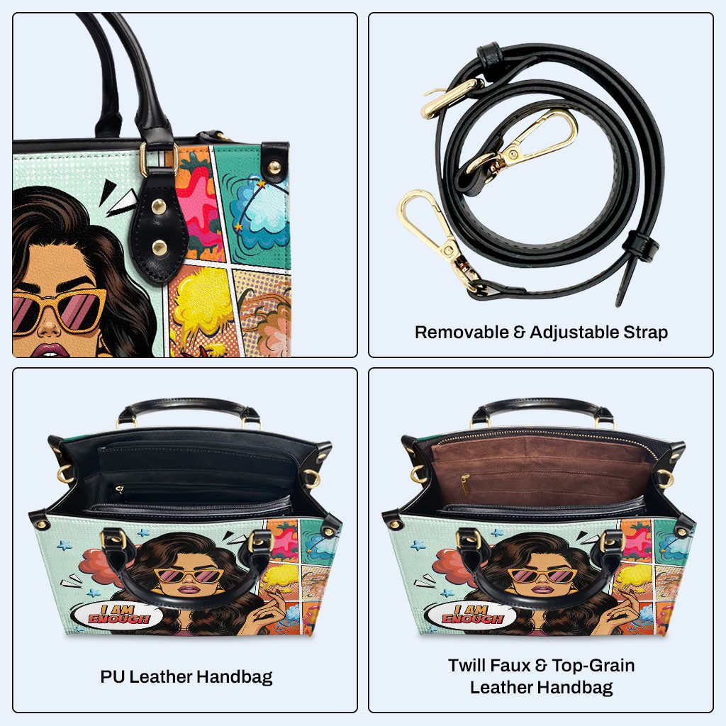 Je suis assez - Sac à main en cuir personnalisé - enough02