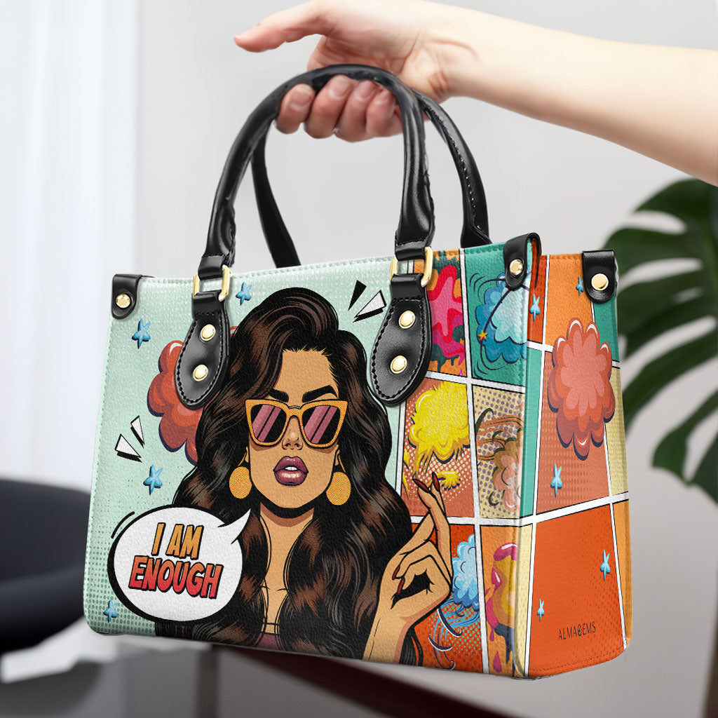 Soy suficiente - Bolso de mano de cuero personalizado - enough02