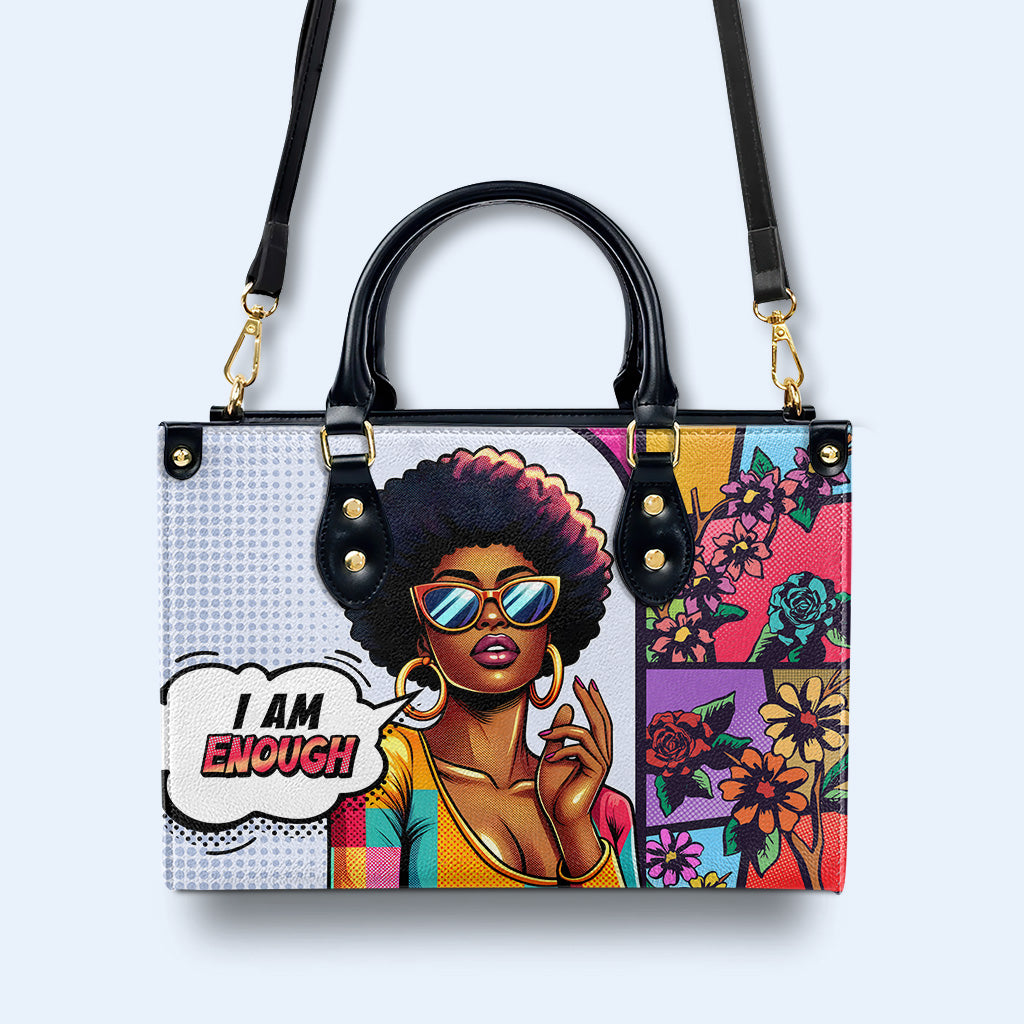 Je suis assez - Sac à main en cuir personnalisé - enough04