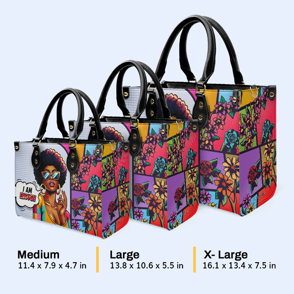 Je suis assez - Sac à main en cuir personnalisé - enough04