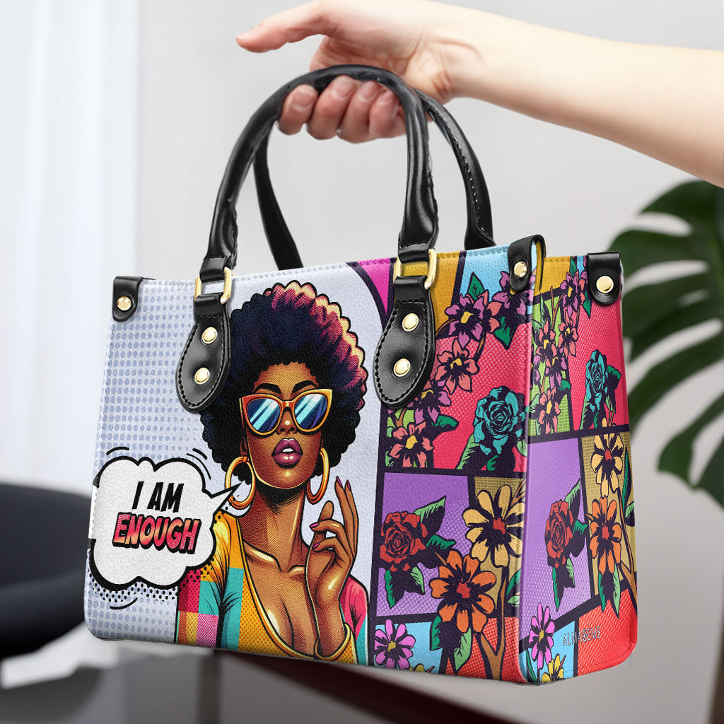Je suis assez - Sac à main en cuir personnalisé - enough04