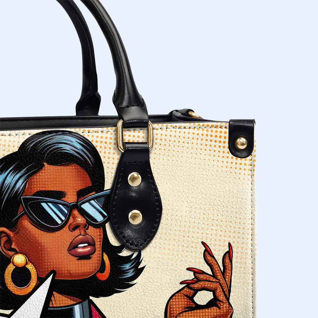Soy suficiente - Bolso de mano de cuero personalizado - enough06