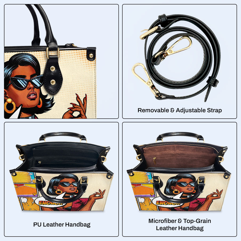 Soy suficiente - Bolso de mano de cuero personalizado - enough06