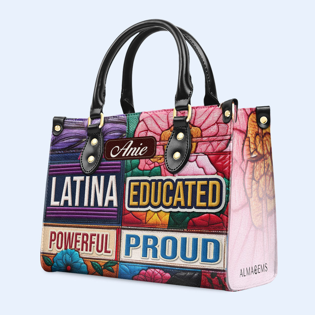 Bolso de mano de cuero personalizado, educado, poderoso y orgulloso - HG29