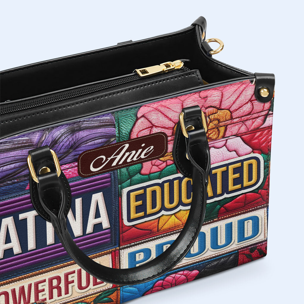Bolso de mano de cuero personalizado, educado, poderoso y orgulloso - HG29