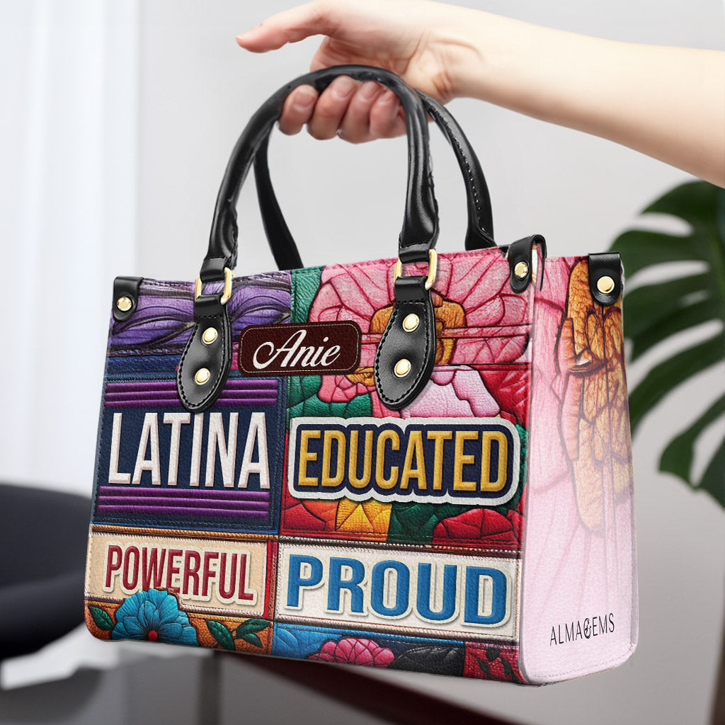 Bolso de mano de cuero personalizado, educado, poderoso y orgulloso - HG29