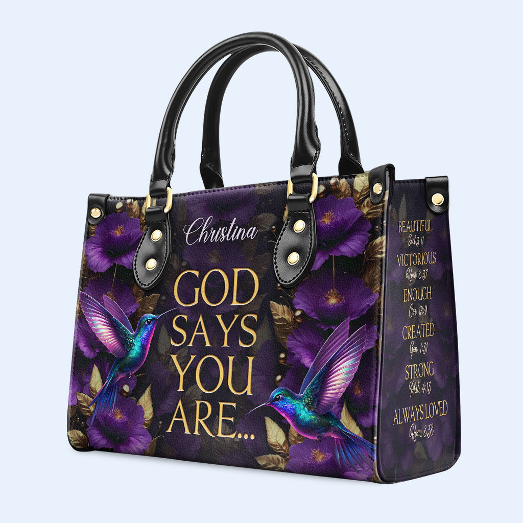 Dieu dit que vous êtes - Colibris - Sac à main en cuir personnalisé - hmb_you_are_1 ag30