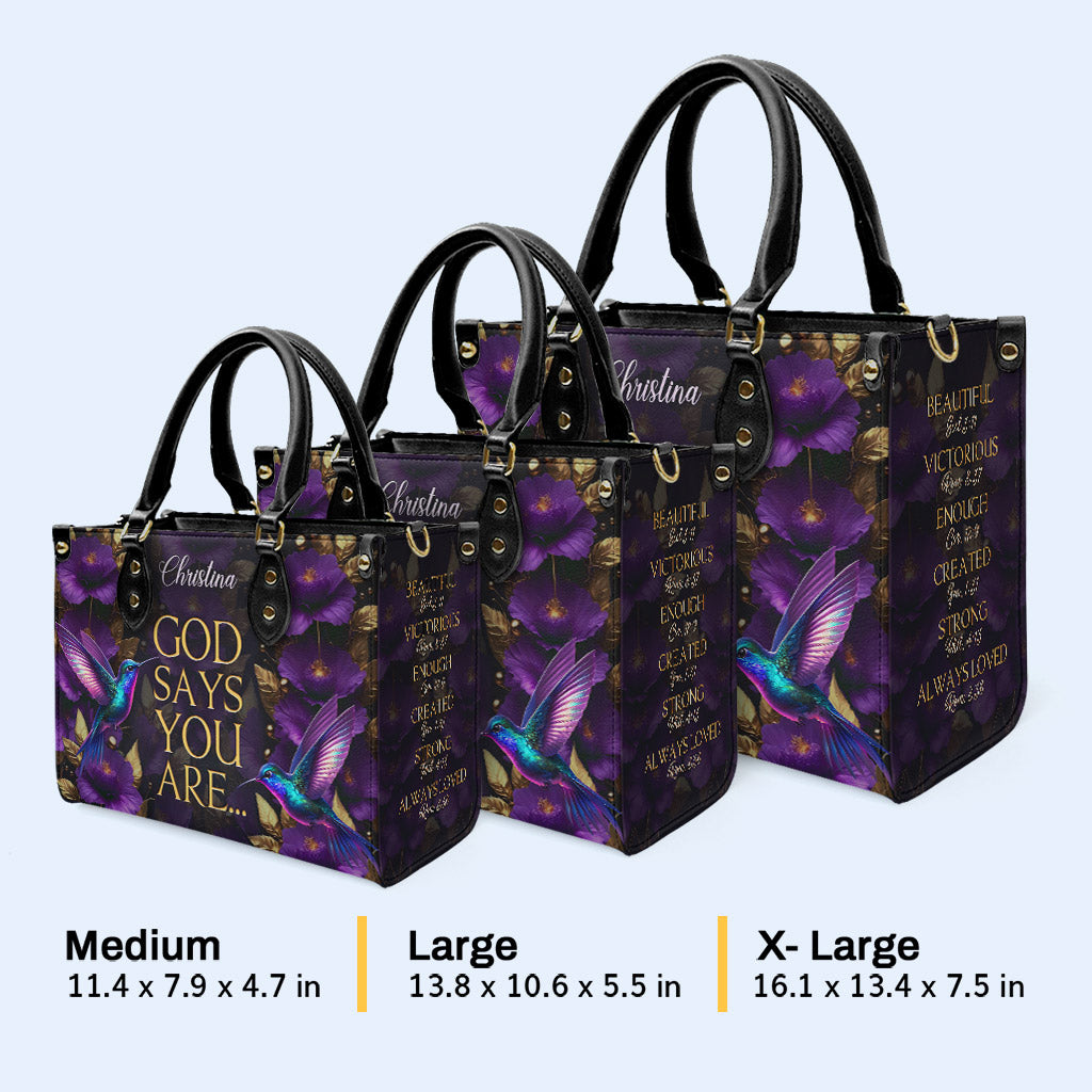 Dieu dit que vous êtes - Colibris - Sac à main en cuir personnalisé - hmb_you_are_1 ag30
