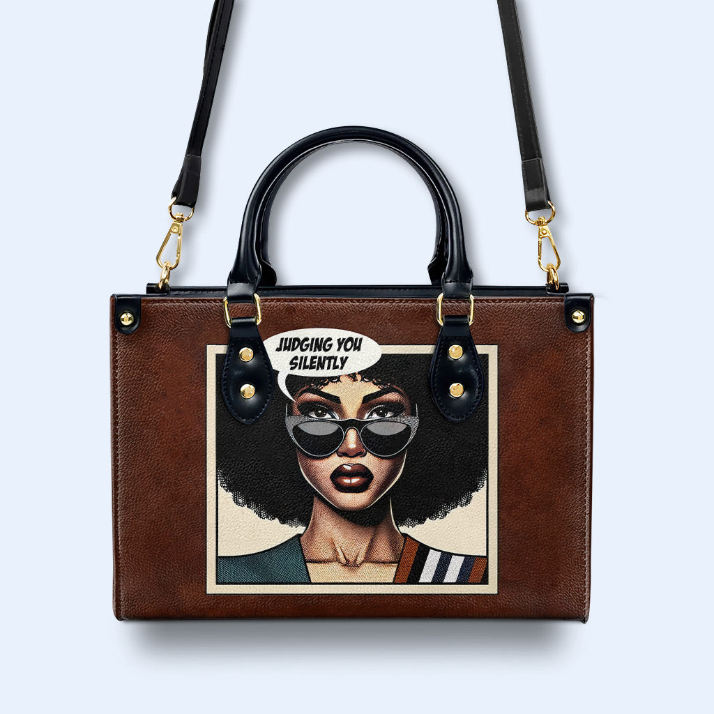 Je vous juge en silence - Sac à main en cuir personnalisé - judging02