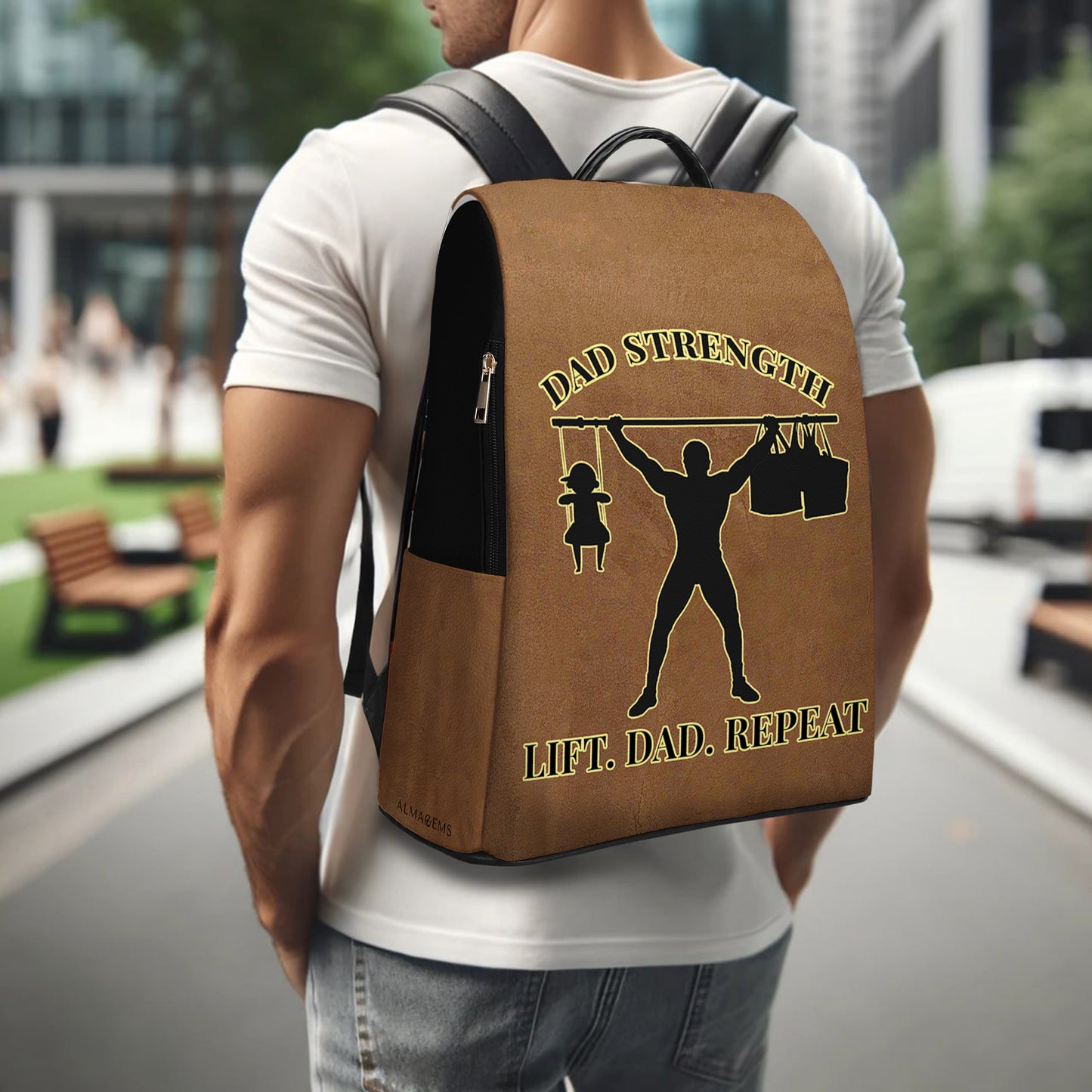 DAD STRENGTH - Personalized Custom Leather BackPack - BP_FN12