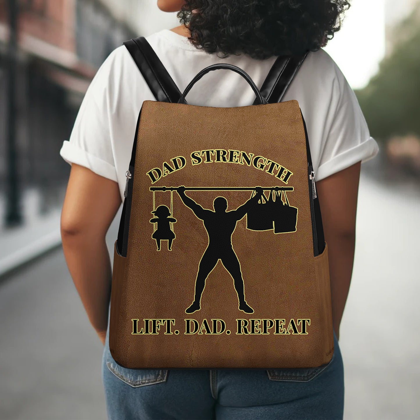 DAD STRENGTH - Personalized Custom Leather BackPack - BP_FN12