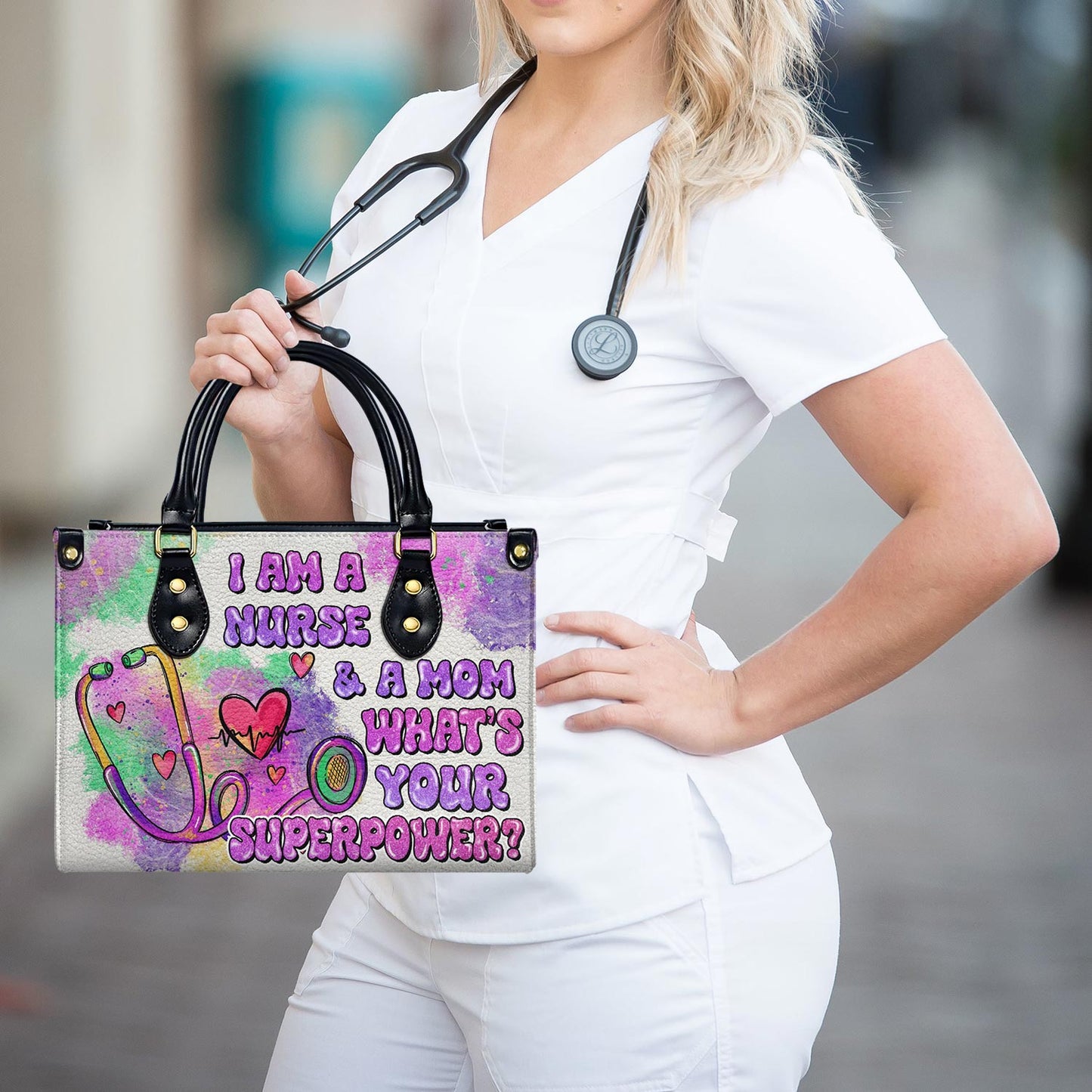 Nurse 03 - Personalized Custom Leather Handbag - nurse03