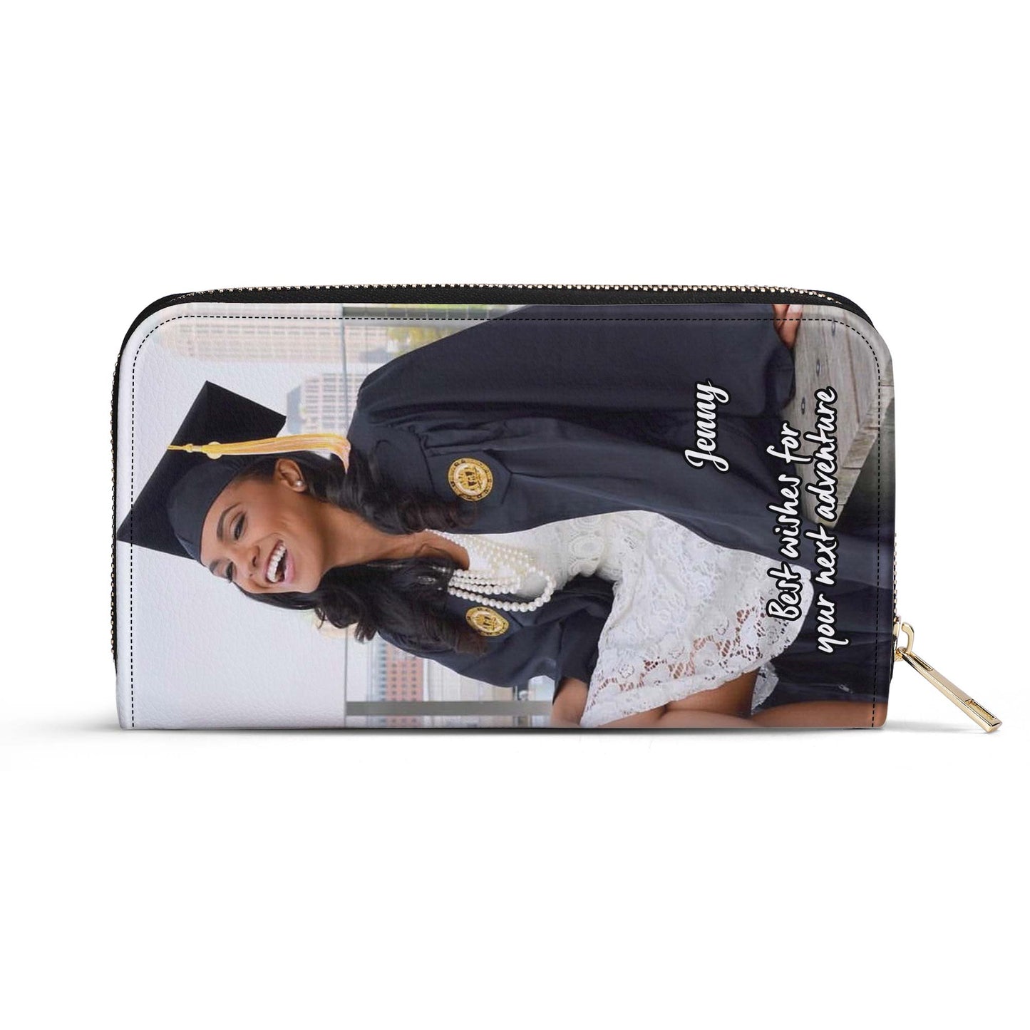 Portefeuille en cuir pour femme avec photo personnalisée - Édition remise de diplôme - photoWL02