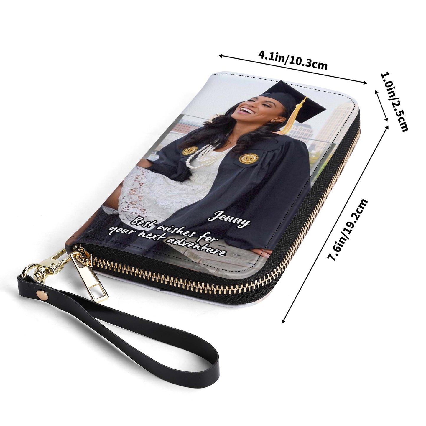 Portefeuille en cuir pour femme avec photo personnalisée - Édition remise de diplôme - photoWL02