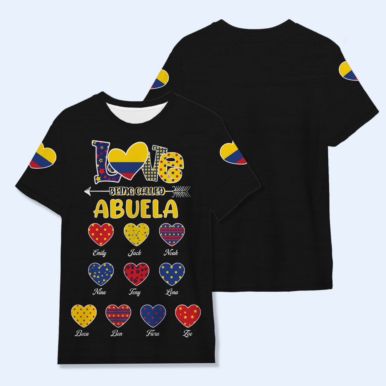 Me encanta que me llamen abuela: camiseta unisex personalizada con estampado completo - LA048_3T