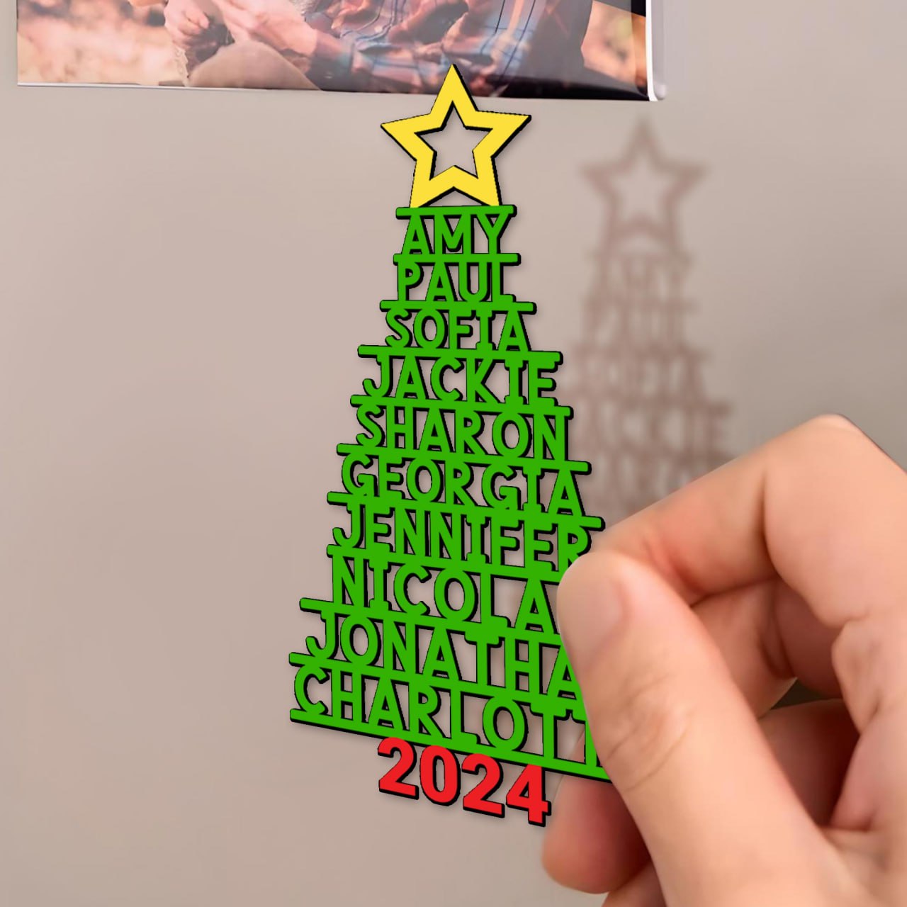 Célébrez votre arbre généalogique à Noël - Aimant de réfrigérateur personnalisé - FAM099_MAGN