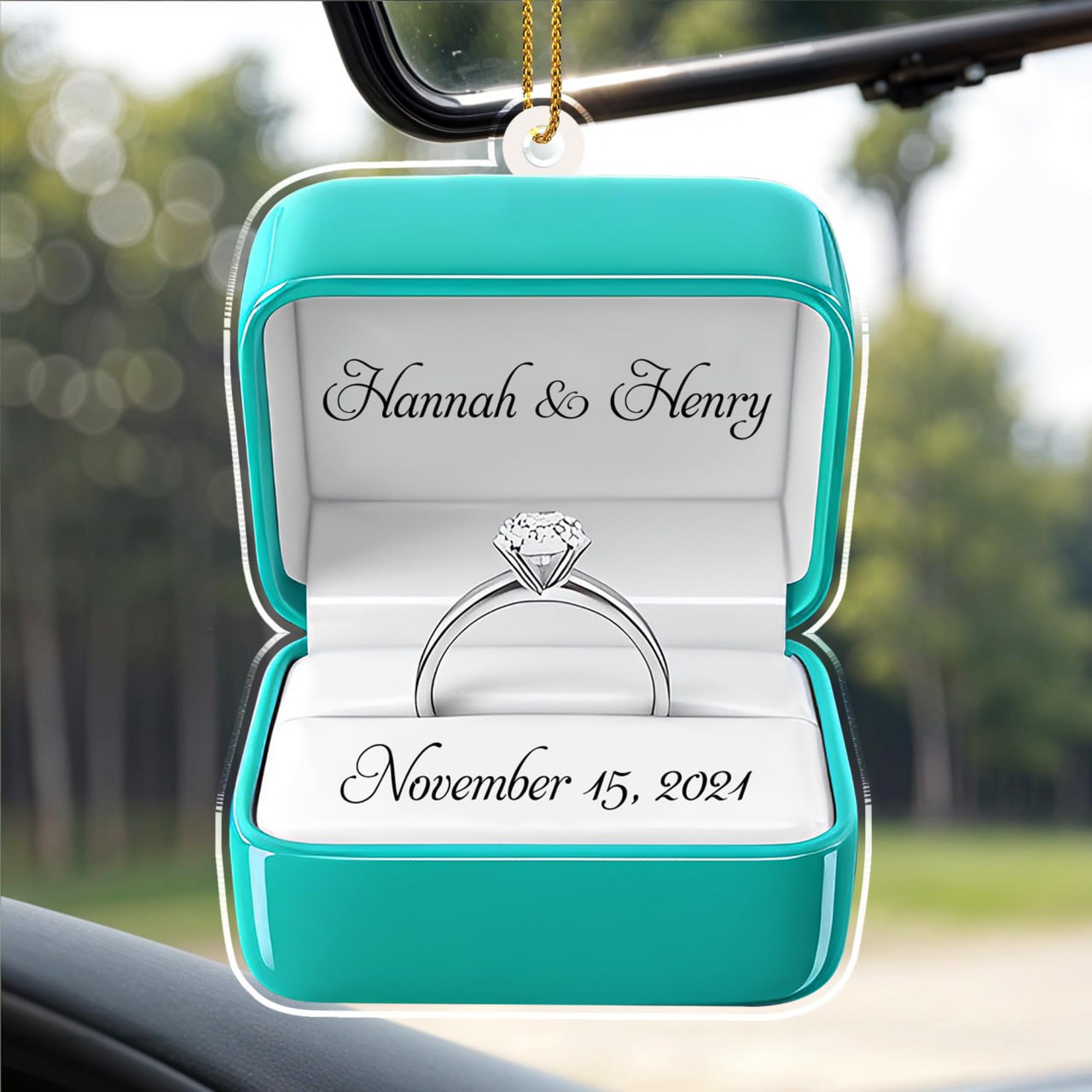 Célébrer notre amour éternel avec une élégante bague de fiançailles – Décoration acrylique personnalisée, cadeau de Noël – CPL126_ACO