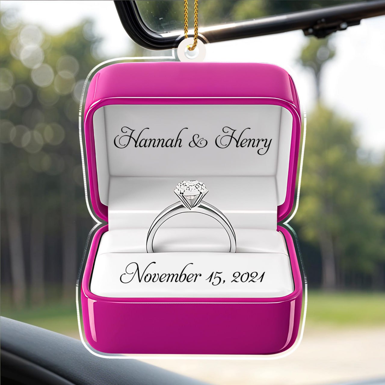 Célébrer notre amour éternel avec une élégante bague de fiançailles – Décoration acrylique personnalisée, cadeau de Noël – CPL126_ACO