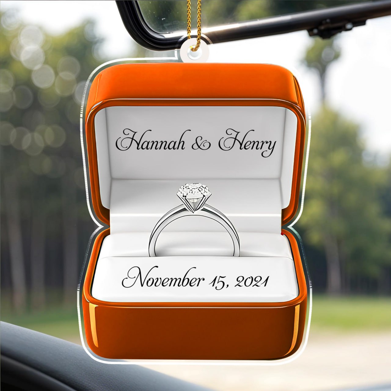 Célébrer notre amour éternel avec une élégante bague de fiançailles – Décoration acrylique personnalisée, cadeau de Noël – CPL126_ACO